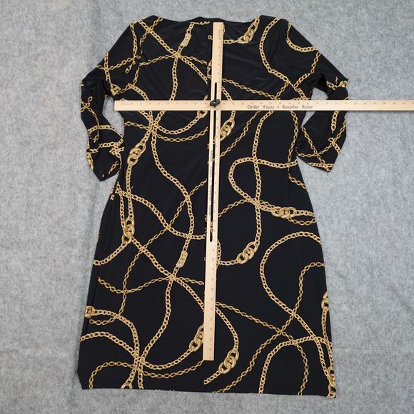 Ralph Lauren Dress Womens 18W Jersey Sheath Midi Bit Bridle Chain Equestrian - Picture 7 of 10